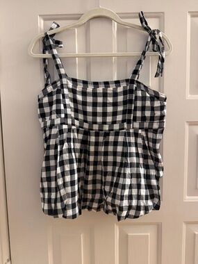 Old Navy Black and White Gingham Tie-Shoulder Camisole